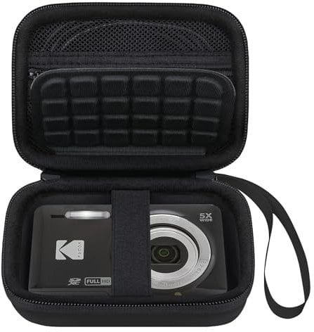 Elonbo Camera Carrying Case for Kodak PIXPRO FZ55 / FZ53 / FZ45 / FZ43 16MP Digital Camera, Vlogging Camera Storage Holder Trave Bag, Mesh Bag Fits Batteries, Cable, Memory Card, Black