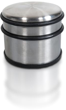 28600 | Heavy Weighted Stainless Steel Round Door Stop | Rubber Base Bumper | 1.1Kg 94mm
