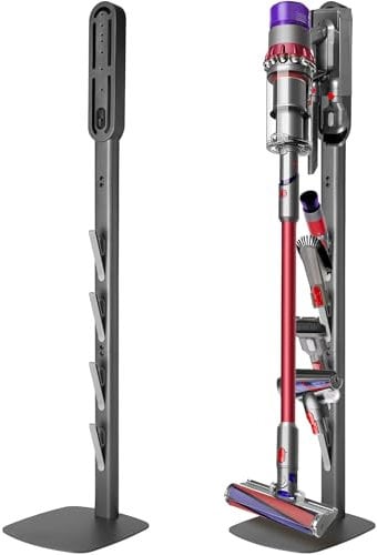 Staubsauger Ständer – Kompatibel mit Dyson Gen5, V15, V12, V11, V10, V8, V7, V6 – Metall Bodenständer mit 4 Haken, stabiler Sockel, bohrfreie Halterung für Zubehör-Aufbewahrung