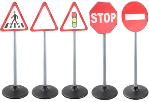 Uzztfa Traffic Signs Playset for Kids Street Road Signs Educational Learning Toy Pretend Play Equipment for Home Playhouse