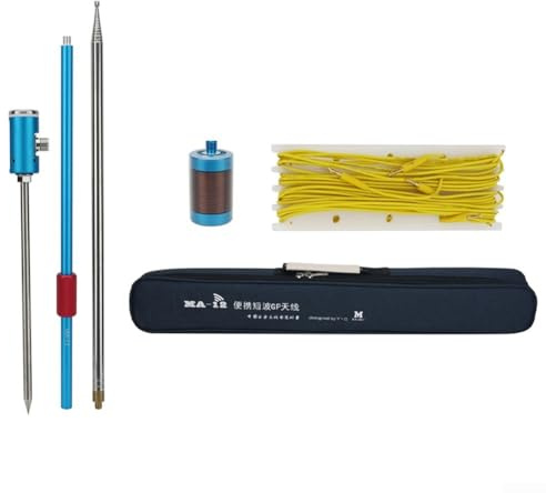 Sumsoctober MA-12 HF Shortwave Antenna Kit 7-50MHz 100W Multi Band Portable Design with 5.6m Telescopic Mast and Ground Stake for Ham Radio QRP
