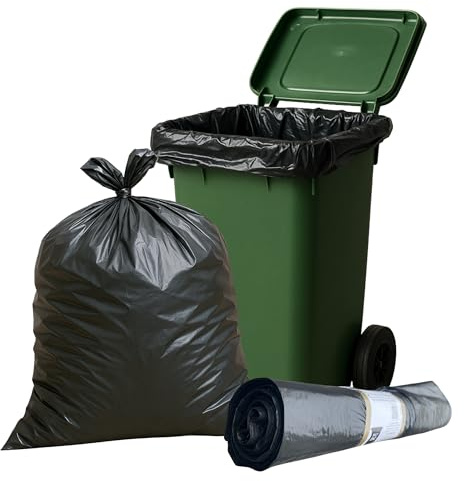 Heavy Duty Wheelie Bin Liners 240L, 20 Strong Refuse Sacks on a Roll, Durable & Leak-Resistant Bin Bags, 100% Recycled Plastic, Fits 120L – 240L Wheelie Bins for Home, Garden & Commercial Use (20)