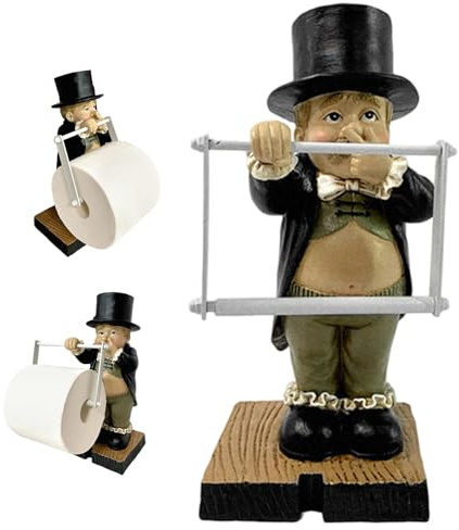 Porte-Papier Toilette Amusant – Statue de majordome Mignonne avec Un Design Unique, décoration de Salle Bain créative et élégante, Distributeur mouchoirs en résine pour la décoration la m