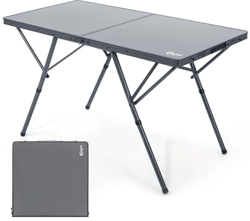 Portal Campingtisch faltbar 120x60cm extra große Tischplatte Aluminium Höhenverstellbar Klapptisch für 4-6 Personen Camping klappbarer Falttisch ideal für Picknick, Garten, Balkon, Party, Wohnmobil