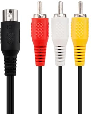 DUSTEWQ Ersatz 9-poliger männlicher auf 3-poligen männlichen RCA-Stereo-AV-Kabel, 9-poliger auf RCA-Audio- und Video-Kompositkabel, kompatibel mit Sega Genesis 2 3,Mega Drive 2 3(6FT)