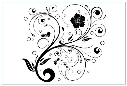 Wallario Küchenrückwand selbstklebend 90 x 60 cm, Motiv: Schnörkelmuster in schwarz weiß mit Blumen und Kreisen | Spritzschutz abwischbar & pflegeleicht