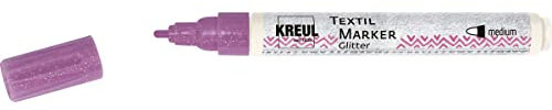 KREUL 92661 - Javana Texi Mäx Glitter, rosé, mit Rundspitze ca. 2 - 4 mm, Stoffmalstift für helle und dunkle Stoffe, mit Glitzereffekt, waschecht nach Fixierung