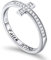 Flyow 925 Sterling Silber Schmuck Seitwärts Kreuz weiß Ring Gravur Faith Hope Love (52 (16.6))