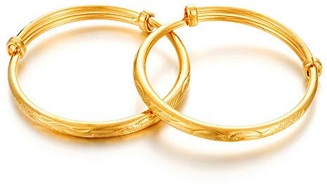 Ethlyn 2pcs/lot Baby Bracelet for infant Girls Boys 18K Gold Plated Kids Baby Expandable Adjustable Bangles &bracelets Birthday Christmas Gifts