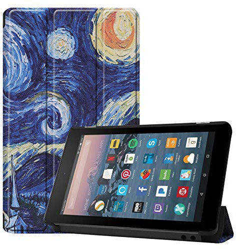 Lobwerk - Custodia per Amazon Kindle Fire7 2017/2019 7,0 Pollici, con Funzione di Supporto e spegnimento Automatico Blu 04