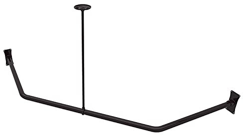 Naiture Neo-Winkel Duschvorhangstange aus Aluminium mit Deckenstütze, 46,7 x 66 x 46,7 cm, ölgeriebenes Bronze-Finish