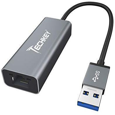 USB to Ethernet Adapter, Techkey 10/100/1000Mbps RJ45 to USB Gigabit Ethernet Adapter for Windows 10/8/7/XP/Mac OS Compatible with Nintendo Switch/Windows Surface Pro/MacBook Air/Chromebook etc.
