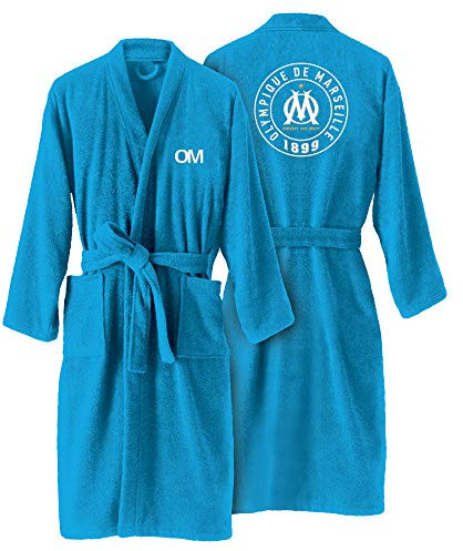 OM 1899 Peignoir Adulte | 100% Coton | OEKO-TEX | Taille L | Brodé Homme | Bleu ciel