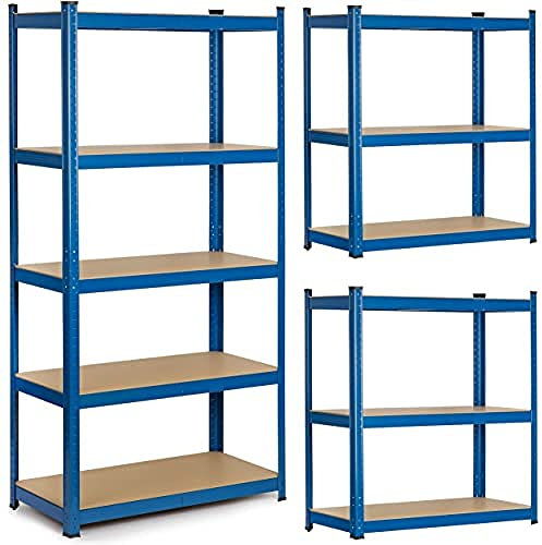 Humberg Regal Kellerregal Lagerregal Schwerlastregal mit Stahlgestell Metall Belastbar bis 875 kg 5 Ablagen 30 x 90 x 180 cm Blau