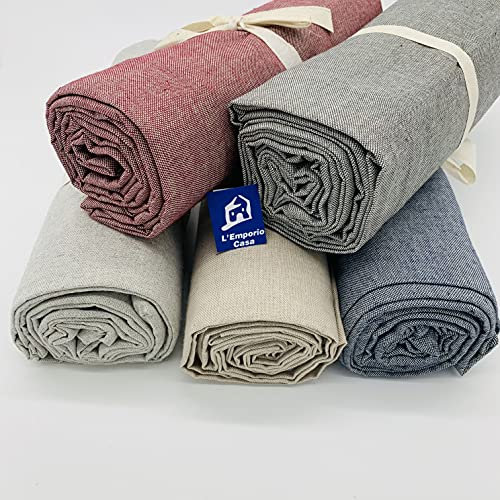 L'EMPORIO CASA Sofaüberwurf Sesselbezug aus grobem Leinen, robust, aus Panama, 160 x 260 – 260 x 280 – 360 x 280 cm, Maxi-Laken, Baumwolle, Granfoulard, Made in Italy (Bord, 260 x 280 cm)