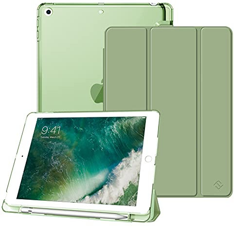 FINTIE Case Compatible with iPad 6th Generation (2018) / iPad 5th Generation (2017) 9.7 inch, Slim Cover with Frosted Back w/Pencil Holder, Support Auto Wake/Sleep, Sage Green