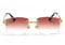 kachawoo Randlose Sonnenbrille Quadratische Farbverlauf Rahmenlose Brille Vintage Retro Brillen (gold with brown)