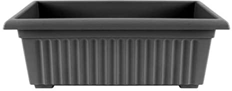 Optimal Products Plastic Window Planter Plant Pot Outdoor Garden Herb Flower Growbag Tray Broad Base Box Water Barrel (55cm Trough Volcanic Ash)