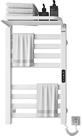 Portasciugamani Elettrico, Scaldasalviette, 450x750mm Radiatore da Bagno Elettrico, Scaldasalviette Elettrico Bagno, Radiatore Scaldasalviette, Portasciugamani da Parete, antracite-White Right