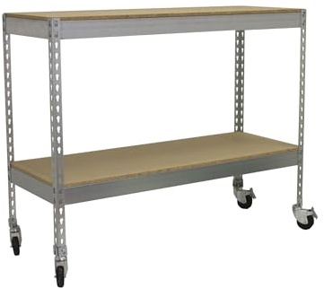 Simon Rack SimonTaller Industrie-Regal, 75 kg Biegepunkt, 975 x 1500 x 750 mm, 2 Höhen Holz, Lagerregal, inklusive Räder, verzinkt/Holz