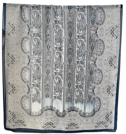 Silk scarf Women Shawl Yellow Scarf Stain Neckerchief Head Wrap Thin Scarf Ladies Beach Shawl Vintage Bridal Chiffon Scarf Muslim Colorful Cloth Christmas Decorations Scarf Belt (Blue-cashew)