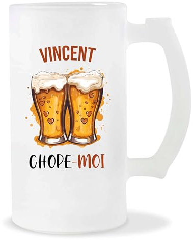 Planetee Chope de bière Vincent Chope-moi | Pinte Couple Saint Valentin Anniversaire Cadeau Romantique