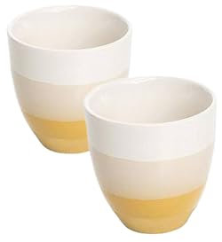 Tranquillo Juego de 2 vasos para té, café y otras bebidas de cerámica con esmalte semimate, amarillo, 8 x 8 x 8 cm, 200 ml