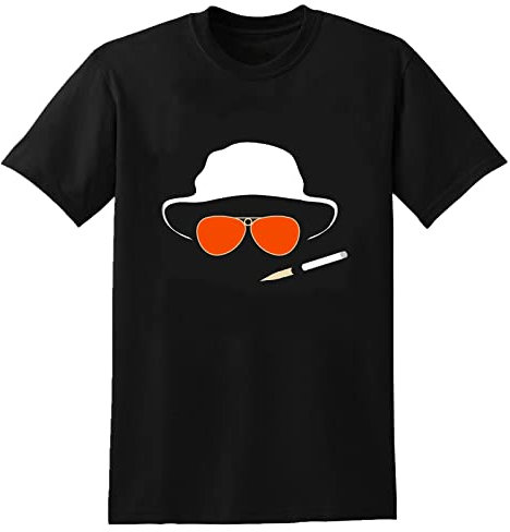 Hat and Glasses Tees with Fear and Loathing In Las Vegas Men Print Teehirts Clothing Man Summer Cool T-Shirt L