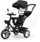 Drumm 4-in-1 Dreirad für Kinder mit Griff, Dreirad mit wendbarem Sitz, zusammenklappbarer Kinderwagen mit Griff, Dach und abnehmbarem Pedal (schwarz)