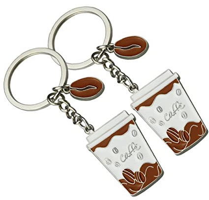 DEARMAMY 6pcs Coffee Cup Keychain Creative Design Key for Coffee Unique for Graduates Stylish Backpack Decor for Handbags and Car Accessories