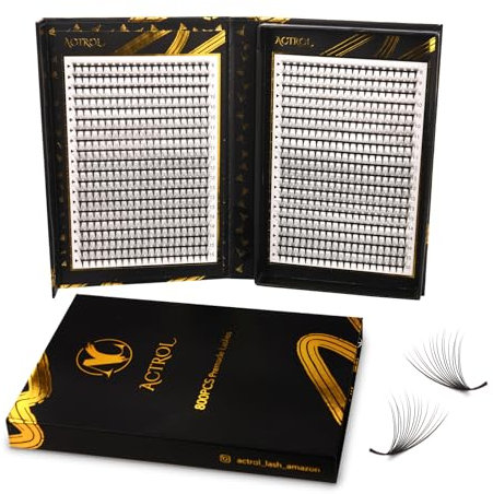ACTROL Pre Made Fan Eyelash Extensions 16D 0.07mm D Curl 800 PCS 8-15 Mix Double Lashes Tray Narrow Russian Lashes Fan Handmade Hardcover For Lash Artists and Individuals