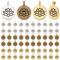 PH PandaHall 60PCS Lotus Blume Charms, 3 Farben Tibetanische Legierung Floral Charms Anhänger Flache runde Metall-Anhänger für Armband Halskette Ohrring Schmuck machen DIY Crafts