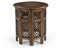 iAnanas Handgeschnitzter runder Beistelltisch mit orientalischer Mangoholz rustikaler Vintage Look ideal als Dekoration Nachttisch Wohnzimmer stabil & langlebig künstlerische Schnitzmuster 45x45x45cm