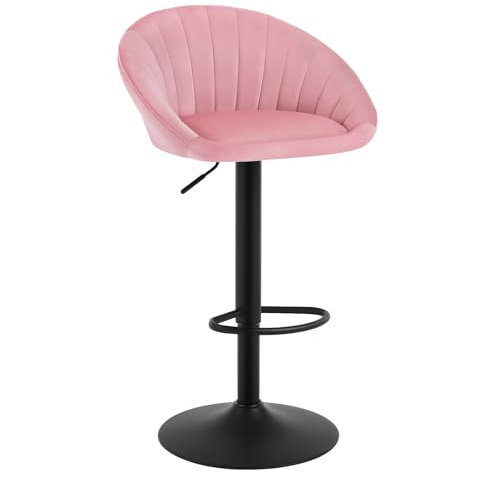 WOLTU Barhocker, Barstuhl höhenverstellbar drehbar, Küchenhocker mit Rückenlehne, Hocker Küche Bar, Tresenhocker, 150 kg, Samt Metall, Rosa, BH428rs-1