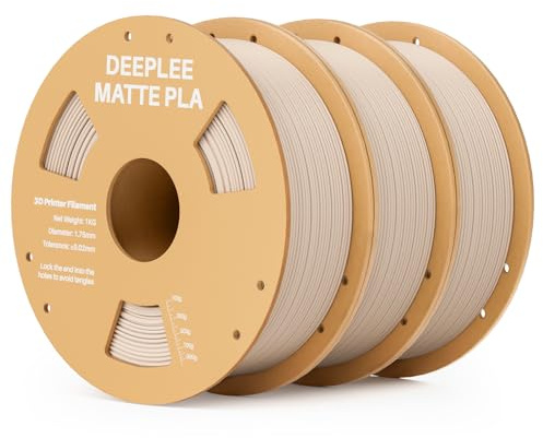 DEEPLEE Matte PLA Filament 1.75mm 3D Drucker Filament, Maßgenauigkeit +/- 0.02mm, für die meisten FDM 3D Drucker, Beige 3KG