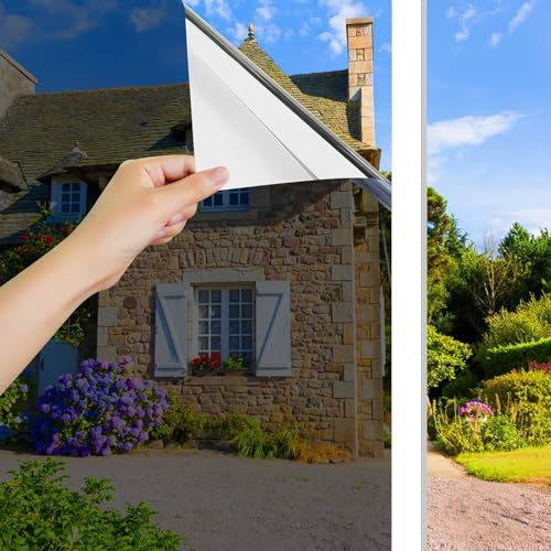 Cinbee Miroir Film de Fenêtre Anti Regard intérieures ou extérieures 90x200 cm, Film Solaire Anti Chaleur sans Tain, UV Film pour Vitre Statique Adhesif Protection de Soleil