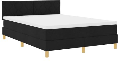 vidaXL Boxspringbett mit Matratze Schwarz 140x200 cm Stoff