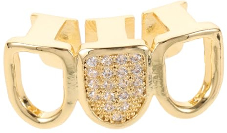 TOYANDONA Metall Zahnschmuck Grills Goldfarbene Abnehmbar Einzigartiges Aushöhlungsdesign Komfortabler Sitz Hip Hop Körperschmuck Für Männer Und Frauen Party Und Alltagsschmuck