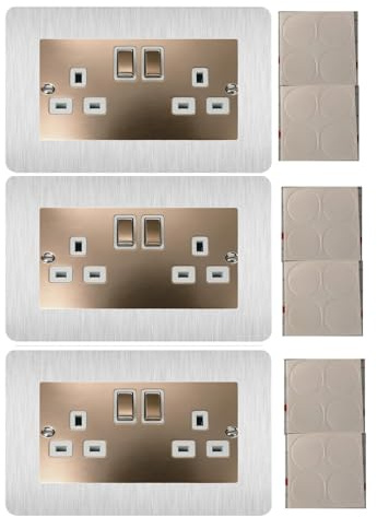 DEFIYEAR 3 placas envolventes de doble enchufe plateadas para interruptores