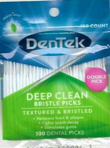 Dentek Dental Picks (Textured & Bristled for Deep Clean) with Fresh Mint, 100 Count (Pack of 6) by DenTek