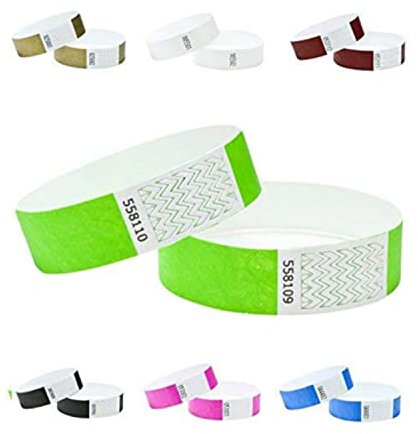J&R Wristbands Tyvek-Armbänder, papierähnliche Armbänder für Veranstaltungen, Nachtclubs, Wasserparks usw., 3/4 Zoll, 100 Stück (Neongrün)
