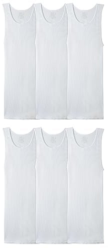 Fruit of the Loom Ärmlös herrlinne, A-Shirt, etikettfri och fukttransporterande, ribbat stretchtyg undertröja (paket med 8)