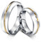 ANAZOZ Edelstahl Ringe Trauringe, Bandring Edelstahl Damen Größe 49 (15.6) Silberring mit Goldrille
