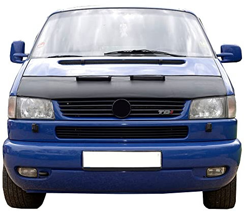 UK Custom Covers BB194 Maßgeschneiderter langer Nase für Motorhauben, Steinschlag-Schutz, schwarze Karbonfaser-Optik, passend für VW T4 Transporter mit langer Nase