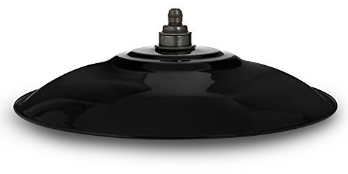 Vintage Lampenschirm aus emailliertem Stahlblech (35cm) SCHWARZ, Industrie-Lampe Fabriklampe Emaille mit Retro Lampenfassung Bronze Antik