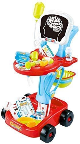 Doctors Trolley Set for Kids – 23 Piece Medical Kit with 4 Light Up Tools – Kids Red Doctor Trolley Playset – Roleplay Accessories for Boys & Girls – Ideal for Little Doctors & Nurses Age 3 Years+