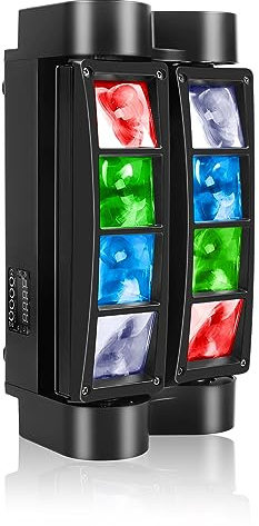 UKing 8x10W Teste Mobili,RGBW Luci Discoteca Effetto DMX512, con Modalità di Controllo del Suono e Automatica,Luci Palco per Bar Christmas Halloween Party