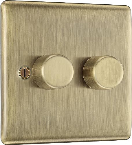BG Electrical Doppel-Dimmerschalter, 2-Wege Push On/Off, Phasenabschnitte, 200 Watt