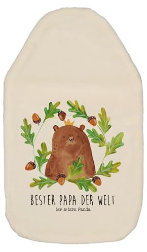Mr. & Mrs. Panda Wärmflasche Bär König - Geschenk, Teddy, Vater, Teddybär, Papi, Wärmekissen, Kinderwärmflasche, Wärmflasche mit Bezug, Kleine