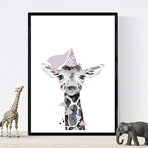 Nacnic Kindergeburtstag Girsty Print Poster Kinder Anime Größe A3 Gerahmt mit schwarzem Rahmen